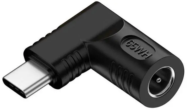 Main image of USB C 65W Connector,DC Jack 5.5x1.7mm Input to USB Type C 90 Degree Angled Power Plug Charge Adapter for Laptop Phone