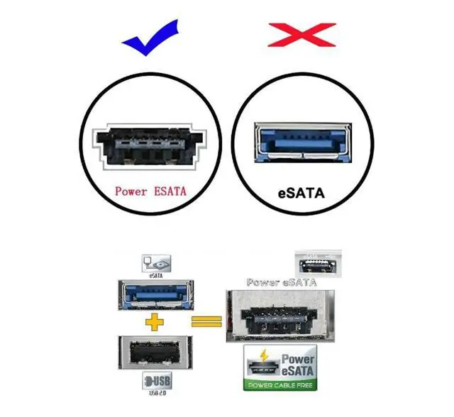 Alt view image 2 of 6 - Power eSATA Cable,Power eSATA to SATA 22Pin Data Transfer Extension Cable Support 5V/12V Power for 2.5"/3.5" Hard Disk Drive 50cm