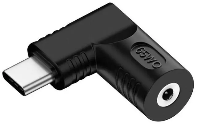 Main image of USB C 65W Connector,DC Jack 2.5x0.7mm Input to USB Type C 90 Degree Angled Power Plug Charge Adapter for Laptop Phone
