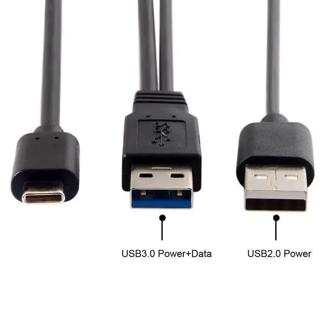 Alt view image 2 of 7 - 5Gbps Type-C USB-C to USB 3.0 Male & USB 2.0 Dual Data Y Cable Extra Power for Laptop & Hard Disk 60cm