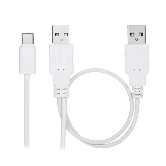 Alt view image 3 of 7 - USB 3.1 Type C USB-C to Dual A Male Extra Power Data Y Cable for Cell Phone & Hard Disk 60cm White