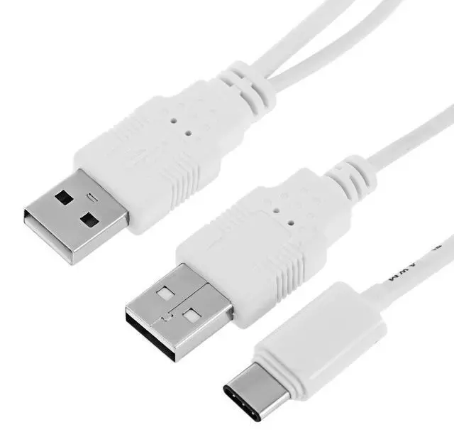 Alt view image 5 of 7 - USB 3.1 Type C USB-C to Dual A Male Extra Power Data Y Cable for Cell Phone & Hard Disk 60cm White