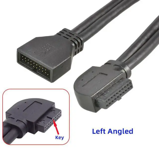 Alt view image 4 of 7 - USB 3.0 Front Panel Header 19/20Pin Male to Female 90 Degree Left Angled Mainboard Header Port Extension Cable Adapter
