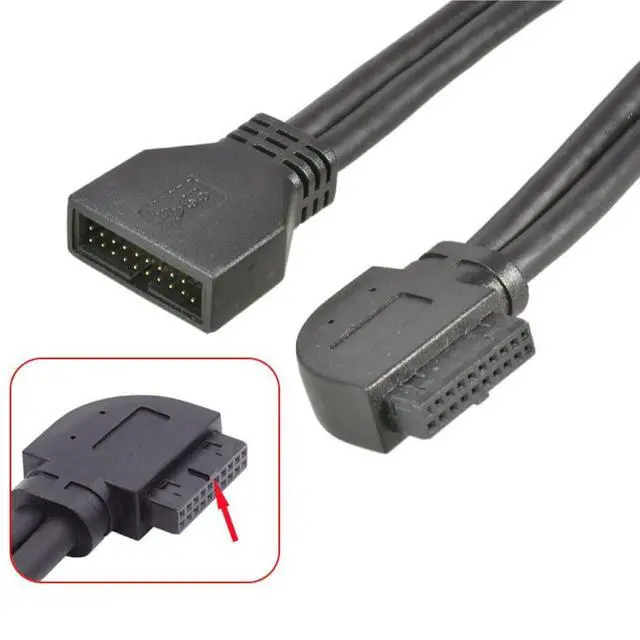 Alt view image 5 of 7 - USB 3.0 Front Panel Header 19/20Pin Male to Female 90 Degree Left Angled Mainboard Header Port Extension Cable Adapter