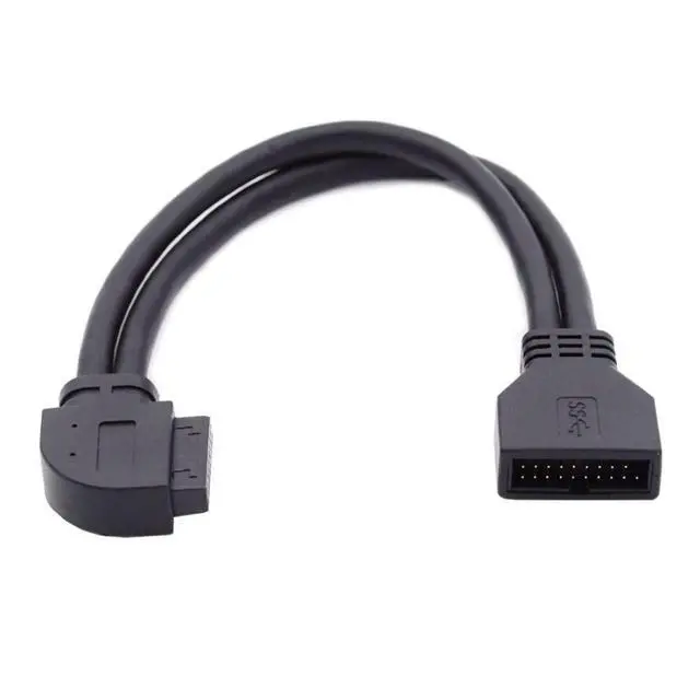 Alt view image 7 of 7 - USB 3.0 Front Panel Header 19/20Pin Male to Female 90 Degree Left Angled Mainboard Header Port Extension Cable Adapter
