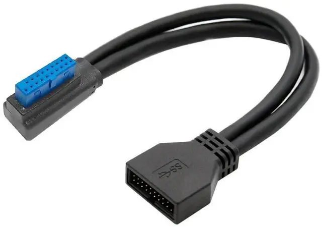 Main image of 9.45Inch USB 3.0 Front Panel Header 19/20Pin Male to Female Mainboard Header Port 90 Degree Left Angled Extension Cable Adapter