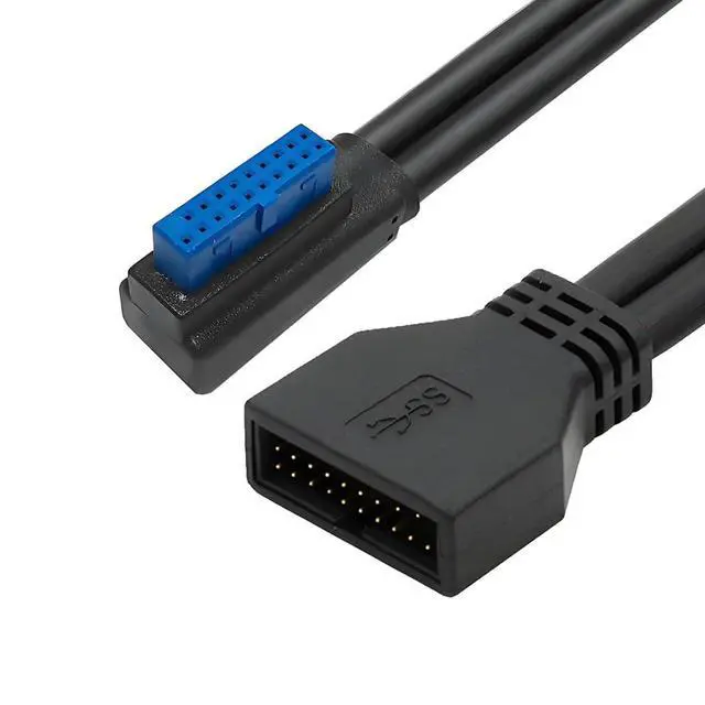 Alt view image 7 of 7 - 9.45Inch USB 3.0 Front Panel Header 19/20Pin Male to Female Mainboard Header Port 90 Degree Left Angled Extension Cable Adapter