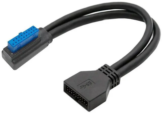 Main image of 9.45Inch USB 3.0 Front Panel Header 19/20Pin Male to Female Mainboard Header Port 90 Degree Right Angled Extension Cable Adapter
