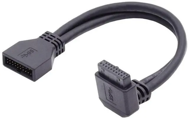 Main image of USB 3.0 Front Panel Header 19/20Pin Male to Female 90 Degree Down Angled Mainboard Header Port Extension Cable Adapter