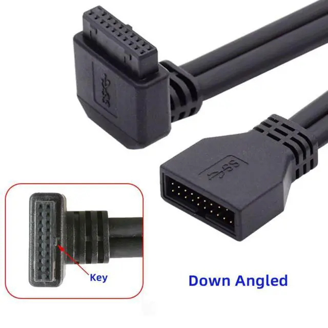 Alt view image 5 of 7 - USB 3.0 Front Panel Header 19/20Pin Male to Female 90 Degree Down Angled Mainboard Header Port Extension Cable Adapter