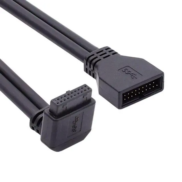 Alt view image 7 of 7 - USB 3.0 Front Panel Header 19/20Pin Male to Female 90 Degree Down Angled Mainboard Header Port Extension Cable Adapter