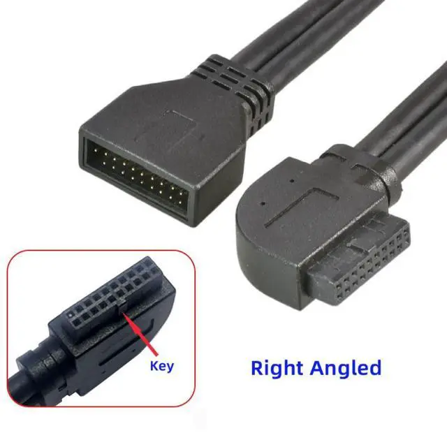 Alt view image 4 of 7 - USB 3.0 Front Panel Header 19/20Pin Male to Female 90 Degree Right Angled Mainboard Header Port Extension Cable Adapter