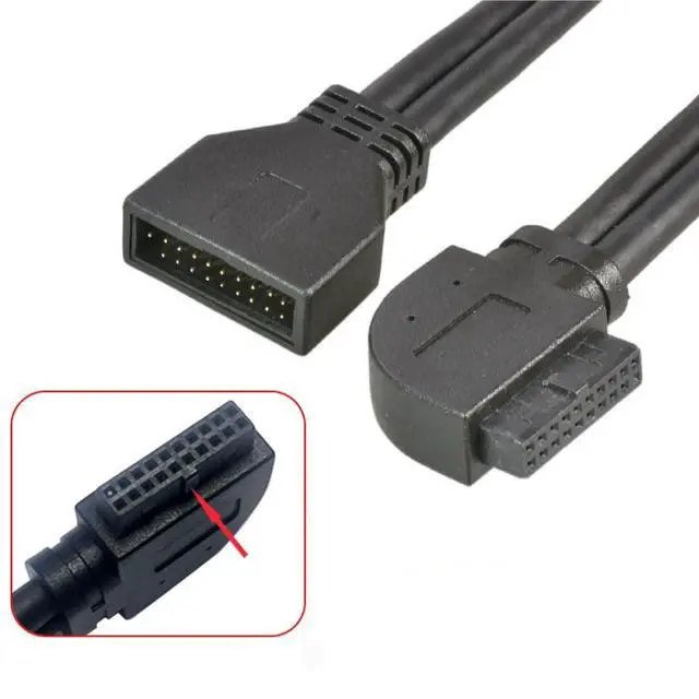 Alt view image 5 of 7 - USB 3.0 Front Panel Header 19/20Pin Male to Female 90 Degree Right Angled Mainboard Header Port Extension Cable Adapter