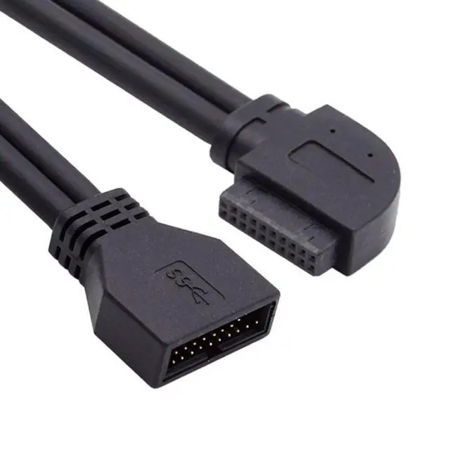 Alt view image 6 of 7 - USB 3.0 Front Panel Header 19/20Pin Male to Female 90 Degree Right Angled Mainboard Header Port Extension Cable Adapter