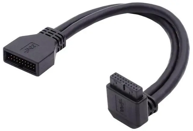 Main image of USB 3.0 Front Panel Header 19/20Pin Male to Female 90 Degree UP Angled Mainboard Header Port Extension Cable Adapter