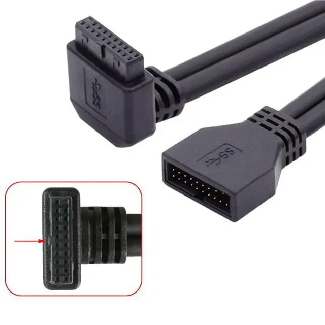 Alt view image 5 of 7 - USB 3.0 Front Panel Header 19/20Pin Male to Female 90 Degree UP Angled Mainboard Header Port Extension Cable Adapter