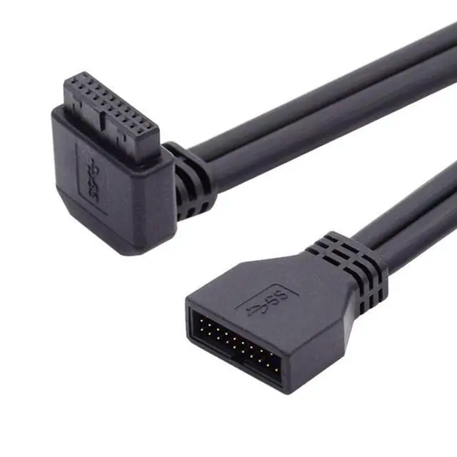 Alt view image 7 of 7 - USB 3.0 Front Panel Header 19/20Pin Male to Female 90 Degree UP Angled Mainboard Header Port Extension Cable Adapter