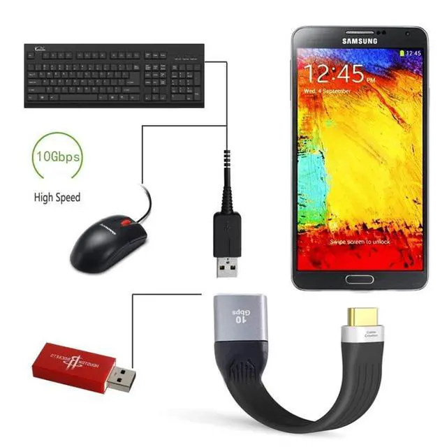 Alt view image 4 of 7 - USB 3.0 Type A Female to USB-C USB 3.1 Type C Male Host OTG Flat Slim FPC Data Cable for Laptop & Phone