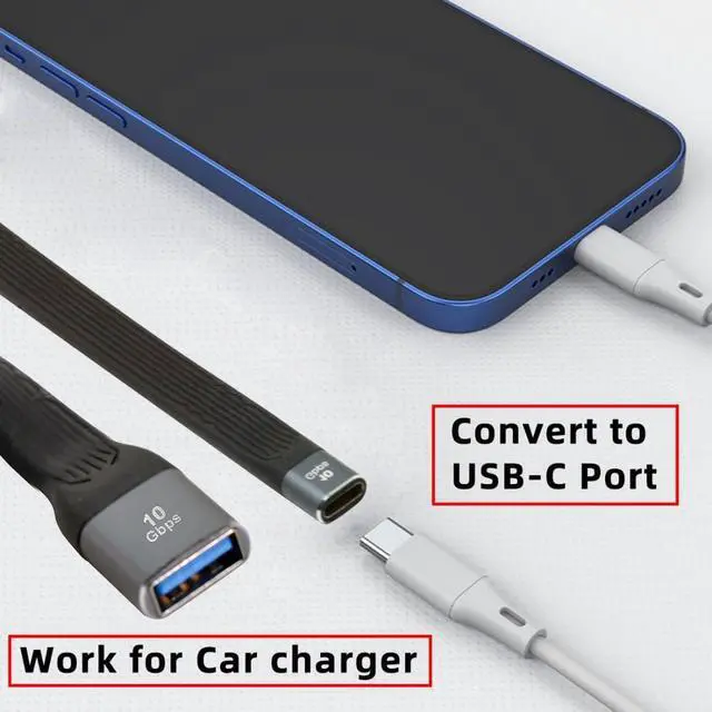 Alt view image 3 of 7 - 5.12 Inch USB C OTG Cable,USB C Host to USB 3.0 Device Flat Short Cable Support 10Gbps Data Transfer 5V 3A Fast Charging