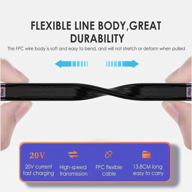 Alt view image 3 of 7 - USB 3.1 Short Cable,USB 3.0 Type A Male to USB 3.1 Type C Female Extension Flat Slim FPC Data Cable 13cm 10Gbps for Laptop & Desktop