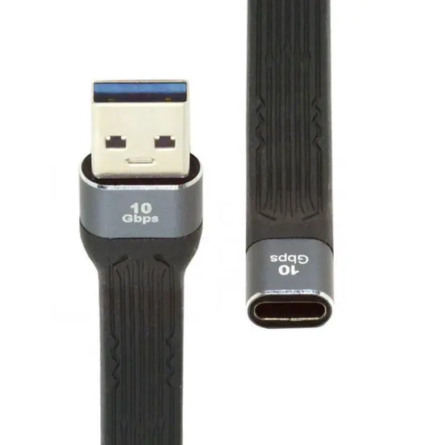 Alt view image 7 of 7 - USB 3.1 Short Cable,USB 3.0 Type A Male to USB 3.1 Type C Female Extension Flat Slim FPC Data Cable 13cm 10Gbps for Laptop & Desktop