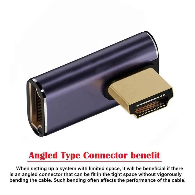 Alt view image 4 of 6 - CY HDMI 2.1 Converter Adapter,HDMI Male to Female 90 Degree Right Angled Low Profile UHD Extension Converter Adapter