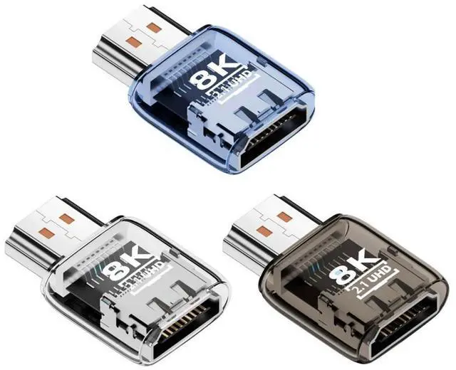 Main image of 3 Pack HDMI 2.1 UHD 8K Extension Adapter Transparent Blue/Black/White