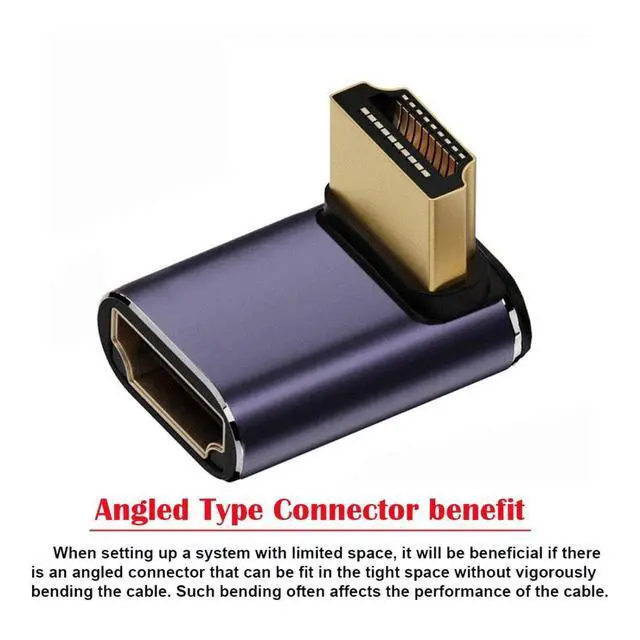 Alt view image 4 of 6 - CY HDMI 2.1 Converter Adapter,HDMI Male to Female 90 Degree UP Angled Low Profile UHD Extension Converter Adapter