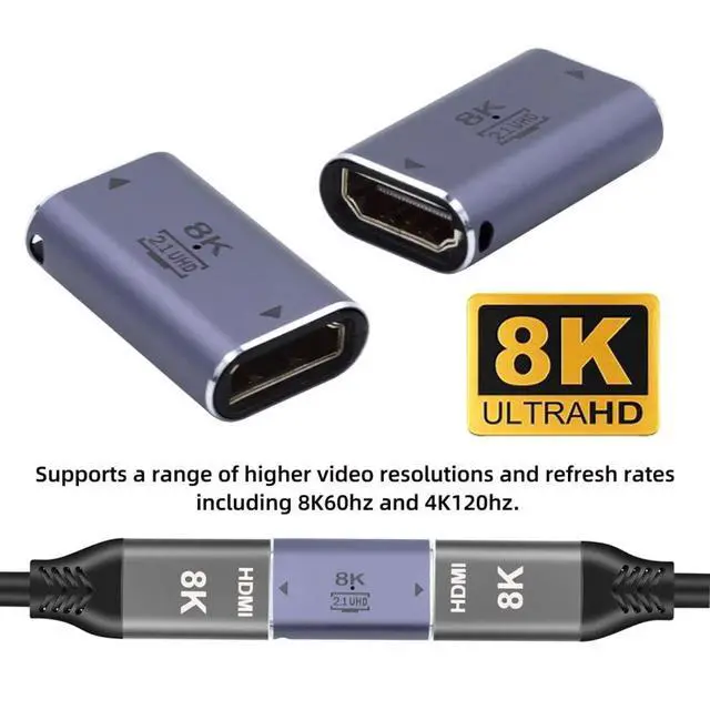 Alt view image 6 of 6 - CY HDMI Coupler Adapter,HDMI 2.1 Female to Female UHD Extension Converter Coupler Adapter Support 8K 60hz HDTV
