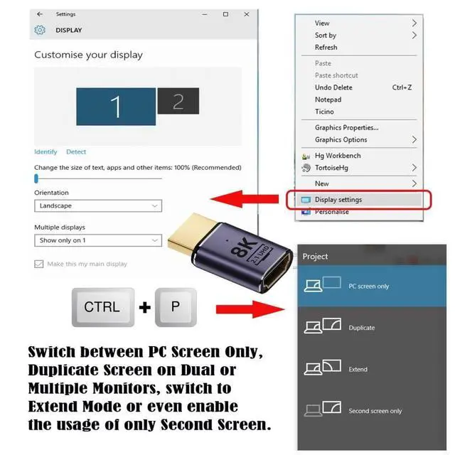 Alt view image 3 of 6 - CY HDMI 2.1 Converter Adapter,HDMI Male to Female UHD Extension Converter Adapter Support 8K 60hz HDTV