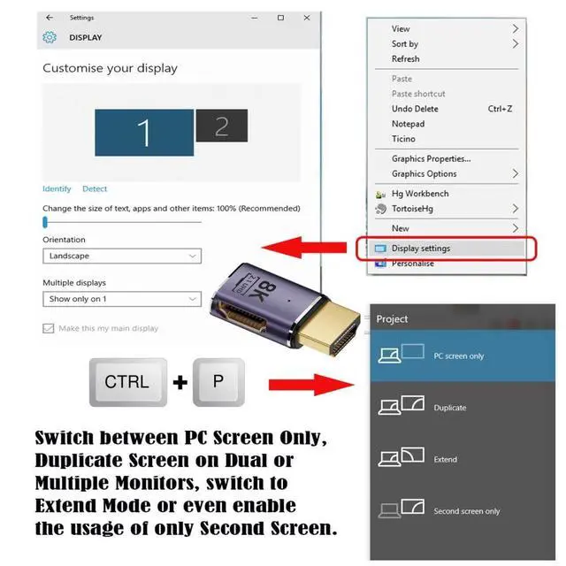 Alt view image 3 of 6 - CY HDMI 2.1 Converter Adapter,HDMI Male to Female Straight Right Side UHD Extension Converter Adapter Support 8K 60hz HDTV