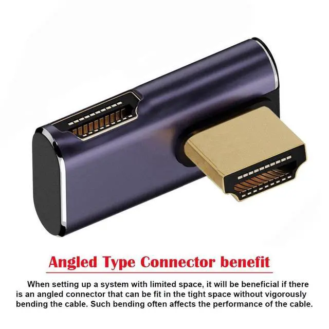 Alt view image 4 of 6 - CY HDMI 2.1 Converter Adapter,HDMI Male Right Side to Female 90 Degree Right Angled Low Profile UHD Extension Converter Adapter
