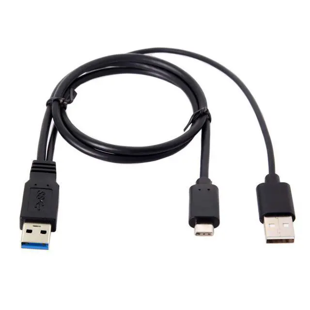 Alt view image 7 of 7 - CY Type-C USB-C to USB 3.0 Male & USB 2.0 Dual Data Y Cable for Laptop & Hard Disk 60cm