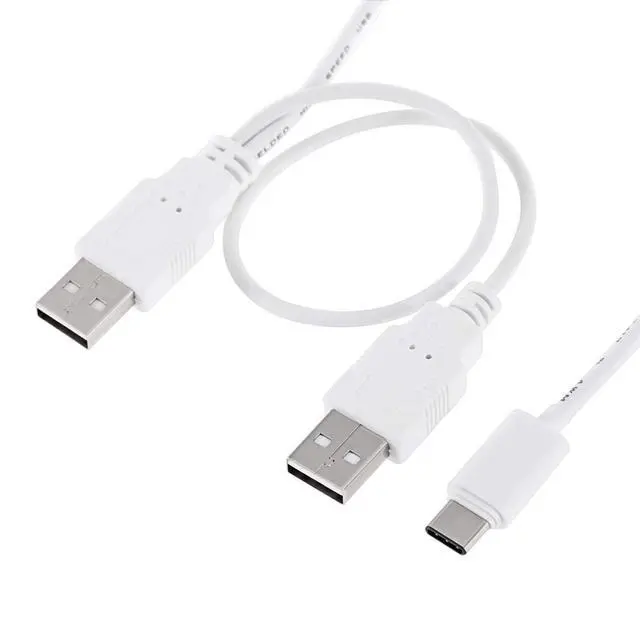 Alt view image 2 of 7 - USB 3.1 Type C USB-C to Dual A Male Extra Power Data Y Cable for Cell Phone & Hard Disk 60cm White
