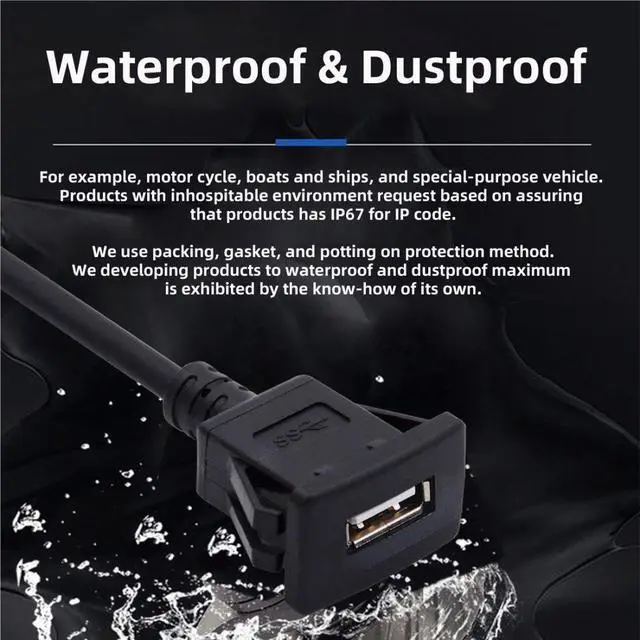 Alt view image 3 of 7 - USB 2.0 Flush Mount Male to Female Extension Cable for Car Dashboard Panel Mount Waterproof Dustproof