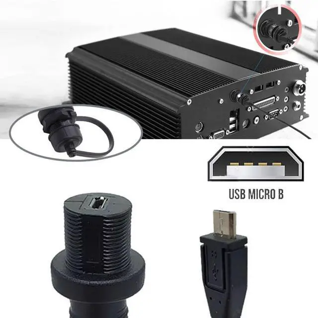 Alt view image 3 of 7 - Micro USB 5Pin Flush Mount Male to Female Extension Cable for Car Dashboard Panel Mount Waterproof Dustproof