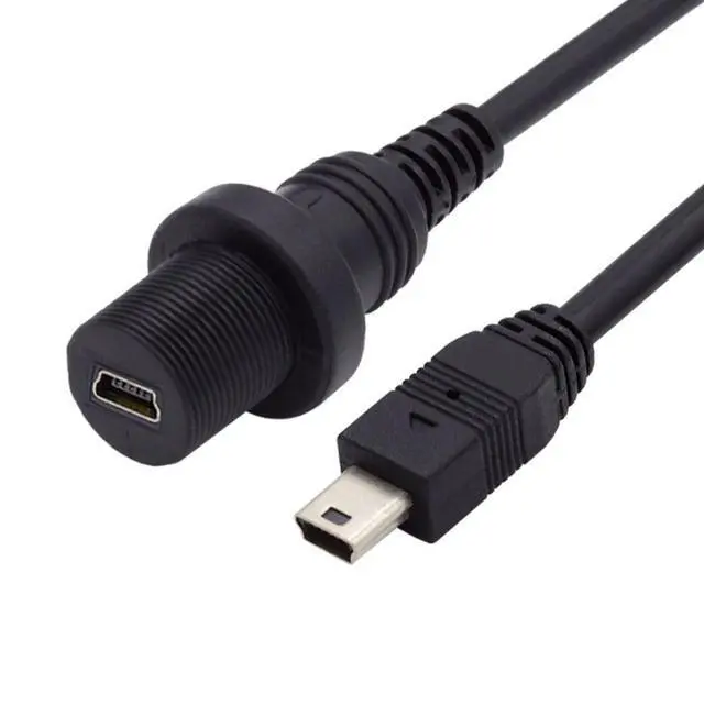 Alt view image 7 of 7 - Mini USB 5Pin Flush Mount Male to Female Extension Cable for Car Dashboard Panel Mount Waterproof Dustproof
