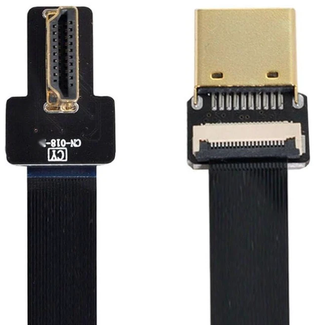 Alt view image 7 of 7 - CYFPV HDMI Type A Male to Male HDTV FPC Flat Cable for FPV HDTV Multicopter Aerial Photography 90 Degree Left Angled 0.2M