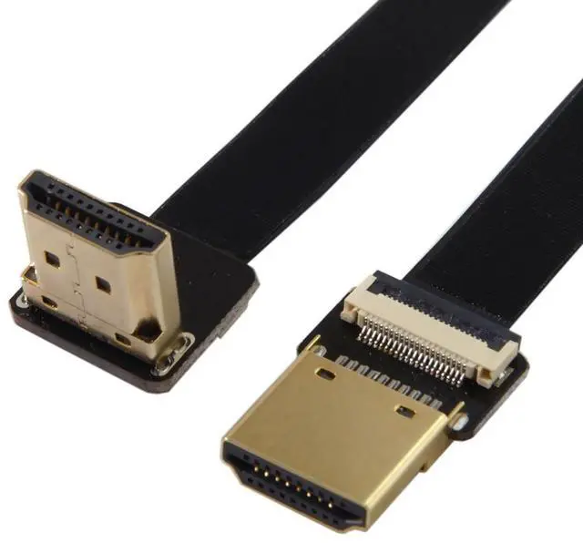Main image of CYFPV HDMI Type A Male to Male HDTV FPC Flat Cable for FPV HDTV Multicopter Aerial Photography 90 Degree UP Angled 20 cm
