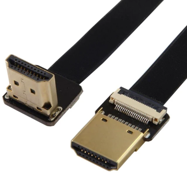 Main image of CYFPV HDMI Type A Male to Male HDTV FPC Flat Cable for FPV HDTV Multicopter Aerial Photography 90 Degree UP Angled 0.5M