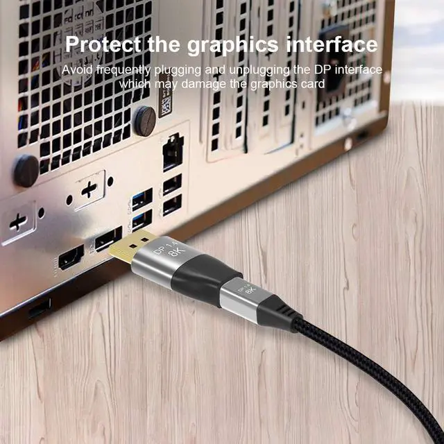 Alt view image 3 of 6 - Mini DisplayPort to DisplayPort(Mini DP to DP) Adapter DisplayPort to Mini DisplayPort Converter for PC Laptop TV Monitor