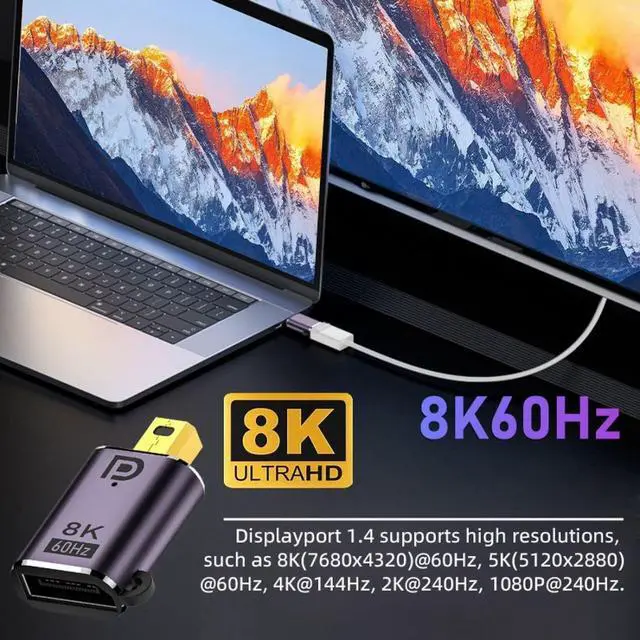 Alt view image 5 of 6 - Mini DisplayPort 1.4 Adapter DisplayPort DP Female to Mini DP DisplayPort Male 8K 60hz Adapter