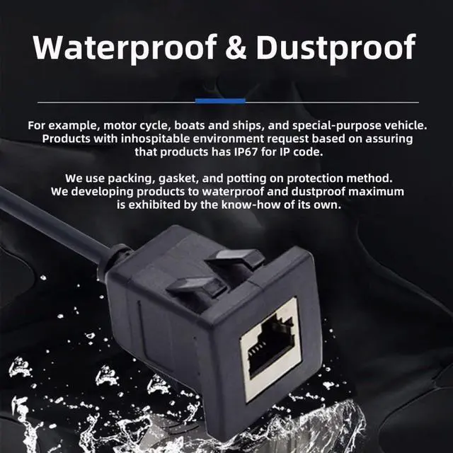 Alt view image 2 of 7 - CAT6 RJ45 Flush Mount Male to Female LAN Ethernet Network Extension Cable Waterproof Dustproof for Car Dashboard Panel Mount
