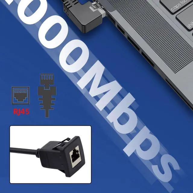 Alt view image 3 of 7 - CAT6 RJ45 Flush Mount Male to Female LAN Ethernet Network Extension Cable Waterproof Dustproof for Car Dashboard Panel Mount