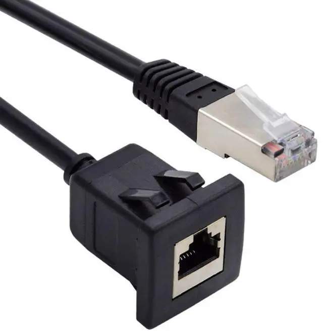 Alt view image 6 of 7 - CAT6 RJ45 Flush Mount Male to Female LAN Ethernet Network Extension Cable Waterproof Dustproof for Car Dashboard Panel Mount