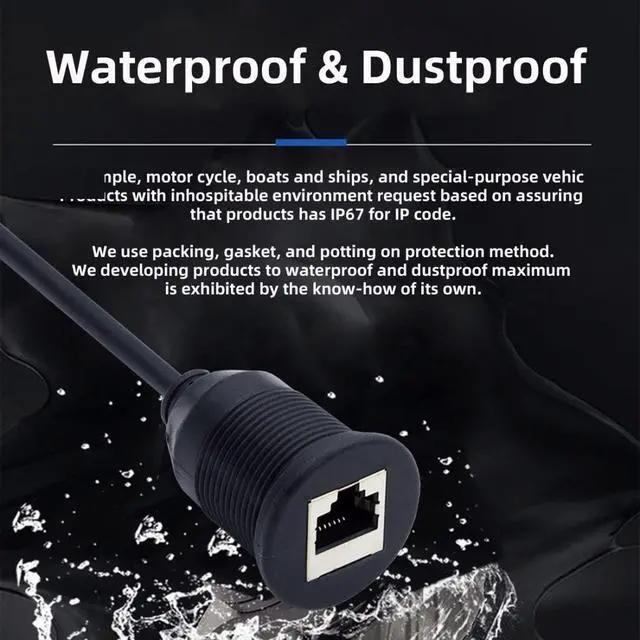 Alt view image 2 of 7 - CAT6 RJ45 Flush Mount Male to Female LAN Ethernet Network Extension Cable for Car Dashboard Panel Mount Waterproof Dustproof