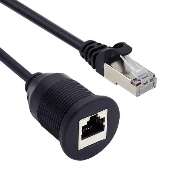 Alt view image 5 of 7 - CAT6 RJ45 Flush Mount Male to Female LAN Ethernet Network Extension Cable for Car Dashboard Panel Mount Waterproof Dustproof
