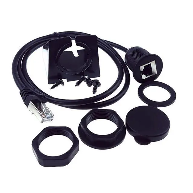 Alt view image 6 of 7 - CAT6 RJ45 Flush Mount Male to Female LAN Ethernet Network Extension Cable for Car Dashboard Panel Mount Waterproof Dustproof