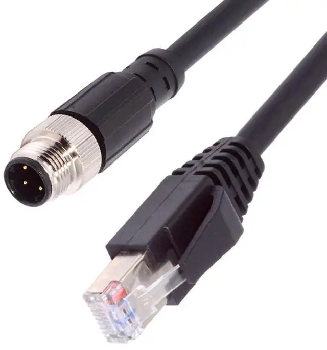 Main image of RJ45 to M12 Type-D D-Coded 4Pin Cat5e Network Cable for Industrial Applications Ethernet IP67 Patch Cord