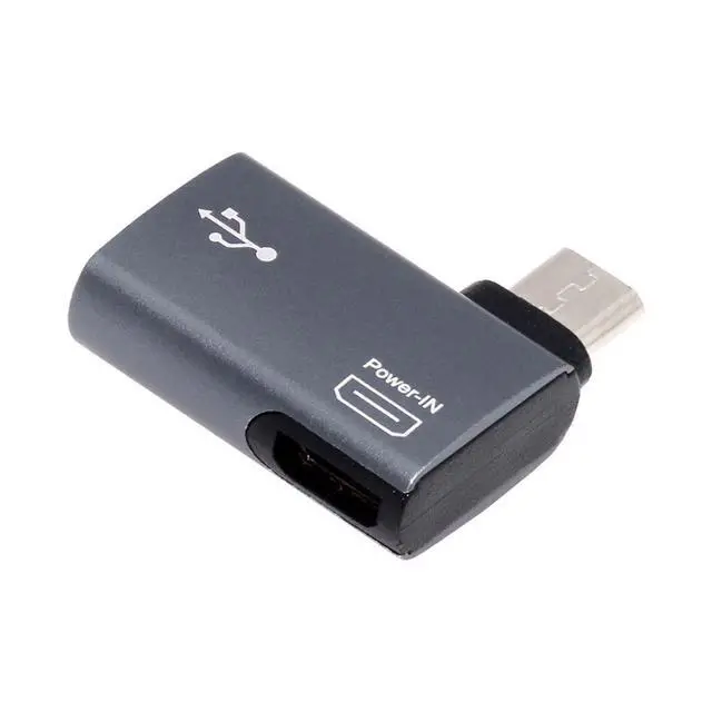 Alt view image 7 of 7 - 2 in 1 Micro USB OTG Power Adapter Micro USB Male to USB 2.0 Female 90 Degree Right Angled Connector Adapter